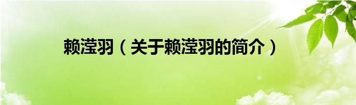 賴瀅羽（關(guān)于賴瀅羽的簡(jiǎn)介）