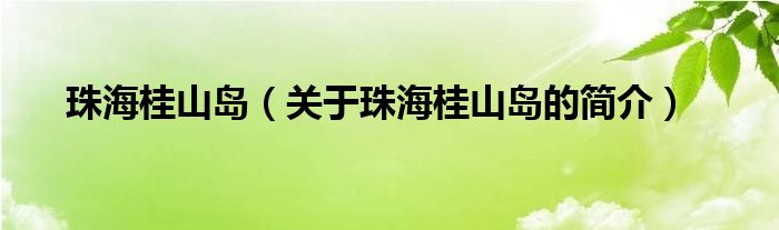 珠海桂山島（關(guān)于珠海桂山島的簡(jiǎn)介）