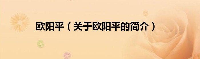 歐陽(yáng)平（關(guān)于歐陽(yáng)平的簡(jiǎn)介）