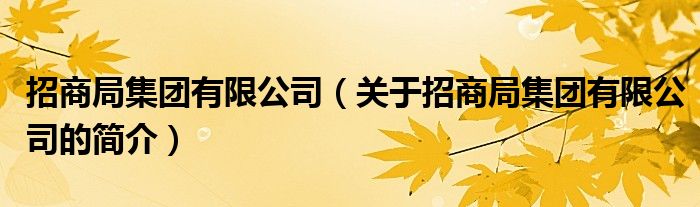 招商局集團(tuán)有限公司（關(guān)于招商局集團(tuán)有限公司的簡介）