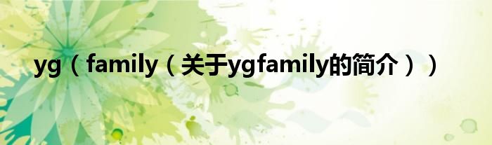 yg（family（關于ygfamily的簡介））