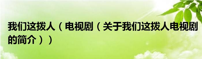 我們這撥人（電視?。P(guān)于我們這撥人電視劇的簡介））