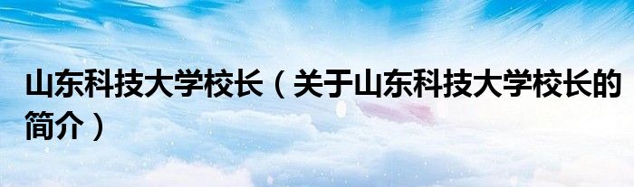 山東科技大學校長（關(guān)于山東科技大學校長的簡介）