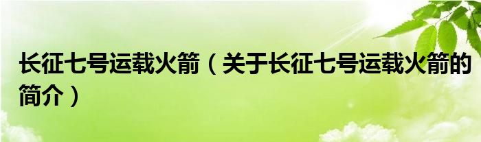 長征七號運載火箭（關于長征七號運載火箭的簡介）