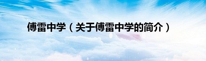 傅雷中學（關于傅雷中學的簡介）