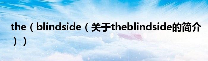 the（blindside（關(guān)于theblindside的簡(jiǎn)介））