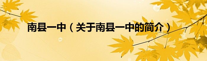 南縣一中（關(guān)于南縣一中的簡(jiǎn)介）