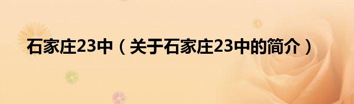 石家莊23中（關(guān)于石家莊23中的簡(jiǎn)介）