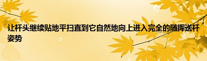 讓桿頭繼續(xù)貼地平掃直到它自然地向上進(jìn)入完全的隨揮送桿姿勢(shì)