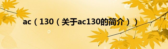 ac（130（關(guān)于ac130的簡介））