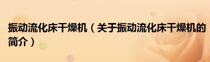 振動流化床干燥機（關(guān)于振動流化床干燥機的簡介）