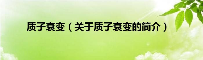 質(zhì)子衰變（關(guān)于質(zhì)子衰變的簡(jiǎn)介）