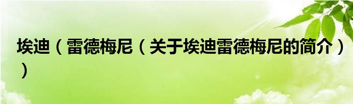 埃迪（雷德梅尼（關(guān)于埃迪雷德梅尼的簡(jiǎn)介））