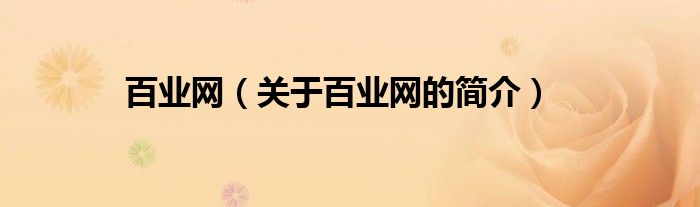 百業(yè)網(wǎng)（關(guān)于百業(yè)網(wǎng)的簡介）