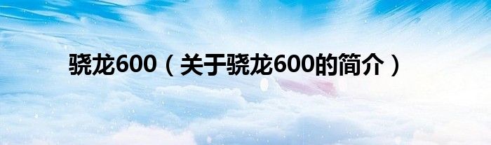 驍龍600（關(guān)于驍龍600的簡(jiǎn)介）