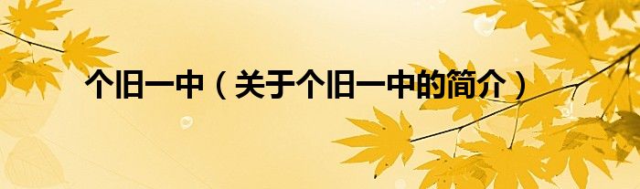 個(gè)舊一中（關(guān)于個(gè)舊一中的簡(jiǎn)介）