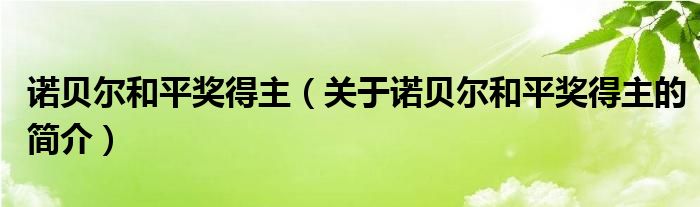 諾貝爾和平獎得主（關(guān)于諾貝爾和平獎得主的簡介）