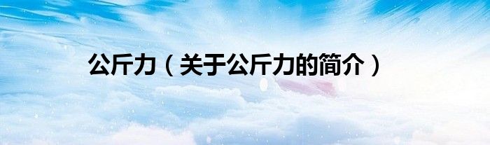 公斤力（關(guān)于公斤力的簡(jiǎn)介）