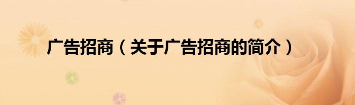 廣告招商（關(guān)于廣告招商的簡(jiǎn)介）