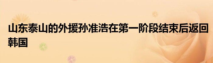 山東泰山的外援孫準浩在第一階段結束后返回韓國