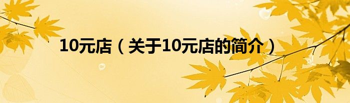 10元店（關于10元店的簡介）