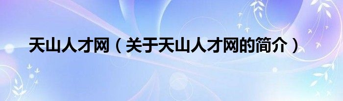 天山人才網(wǎng)（關(guān)于天山人才網(wǎng)的簡介）