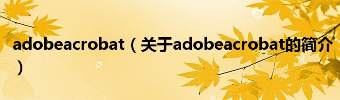 adobeacrobat（關(guān)于adobeacrobat的簡介）