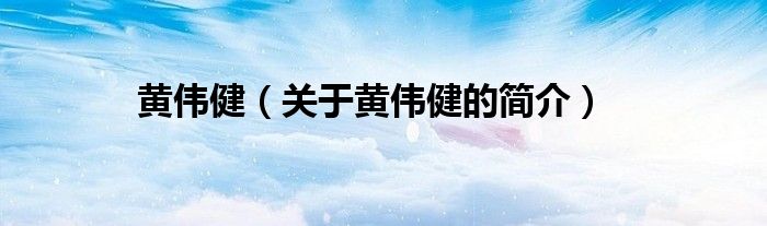 黃偉?。P(guān)于黃偉健的簡(jiǎn)介）