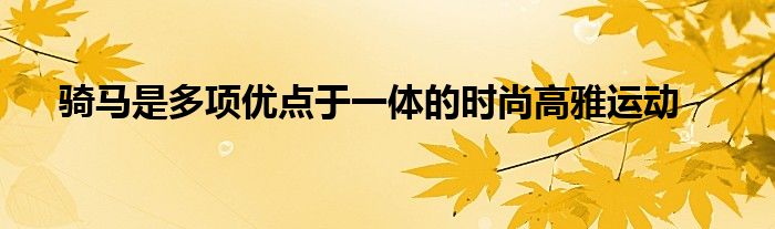 騎馬是多項優(yōu)點于一體的時尚高雅運動