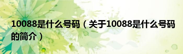 10088是什么號碼（關于10088是什么號碼的簡介）