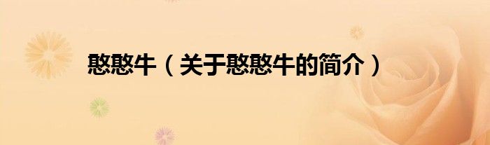 憨憨牛（關(guān)于憨憨牛的簡(jiǎn)介）