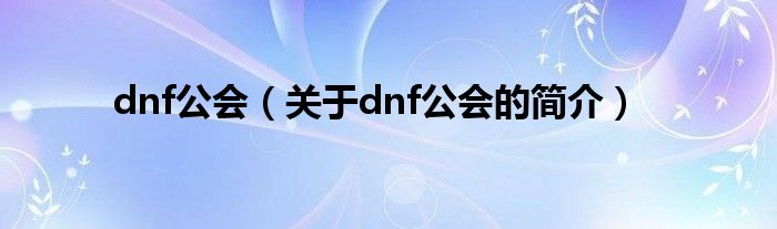 dnf公會（關(guān)于dnf公會的簡介）