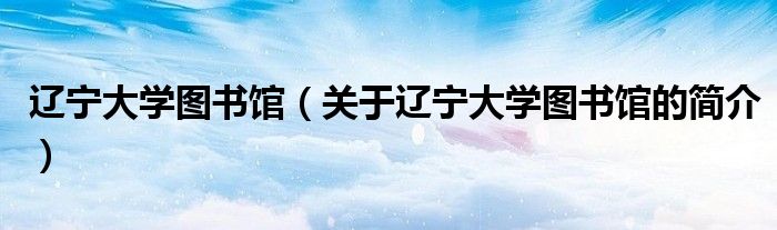 遼寧大學(xué)圖書(shū)館（關(guān)于遼寧大學(xué)圖書(shū)館的簡(jiǎn)介）