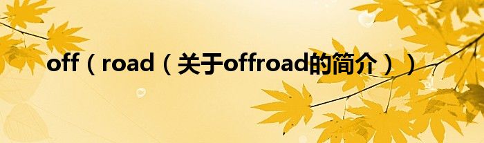 off（road（關(guān)于offroad的簡(jiǎn)介））