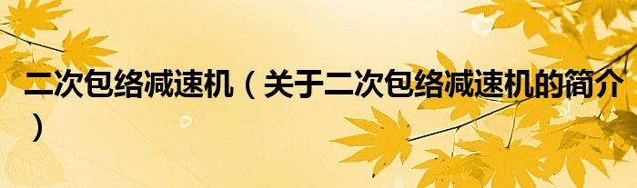 二次包絡(luò)減速機(jī)（關(guān)于二次包絡(luò)減速機(jī)的簡介）