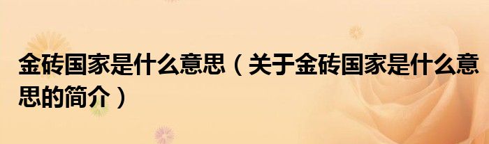 金磚國家是什么意思（關(guān)于金磚國家是什么意思的簡介）