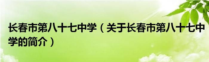 長春市第八十七中學（關(guān)于長春市第八十七中學的簡介）