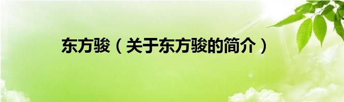 東方駿（關(guān)于東方駿的簡(jiǎn)介）