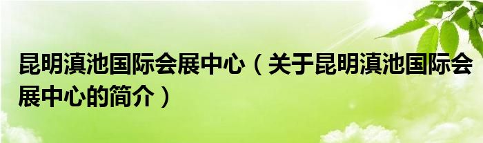 昆明滇池國(guó)際會(huì)展中心（關(guān)于昆明滇池國(guó)際會(huì)展中心的簡(jiǎn)介）