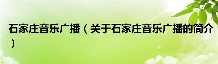 石家莊音樂廣播（關(guān)于石家莊音樂廣播的簡(jiǎn)介）