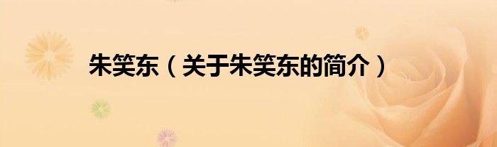 朱笑東（關(guān)于朱笑東的簡(jiǎn)介）