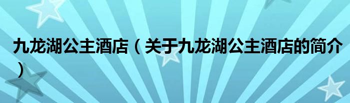 九龍湖公主酒店（關(guān)于九龍湖公主酒店的簡介）