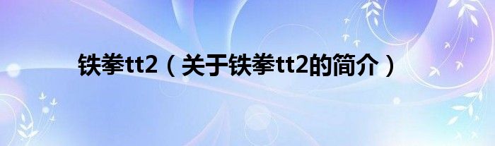 鐵拳tt2（關于鐵拳tt2的簡介）