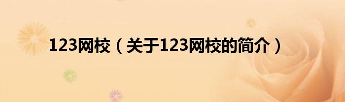 123網(wǎng)校（關(guān)于123網(wǎng)校的簡(jiǎn)介）