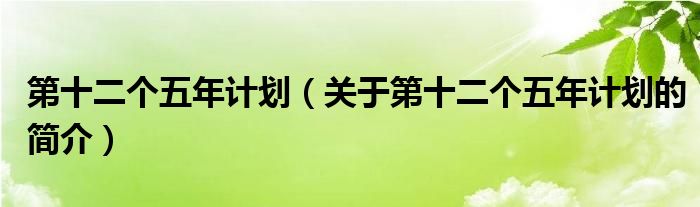 第十二個(gè)五年計(jì)劃（關(guān)于第十二個(gè)五年計(jì)劃的簡(jiǎn)介）