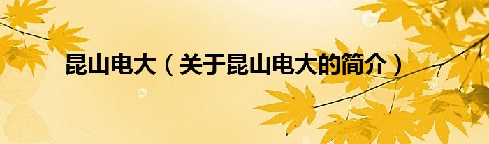 昆山電大（關(guān)于昆山電大的簡(jiǎn)介）