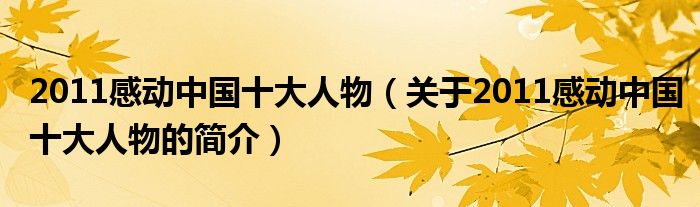 2011感動(dòng)中國(guó)十大人物（關(guān)于2011感動(dòng)中國(guó)十大人物的簡(jiǎn)介）