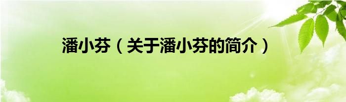 潘小芬（關(guān)于潘小芬的簡(jiǎn)介）