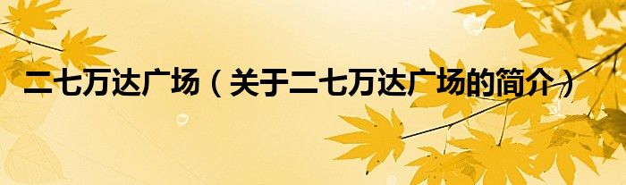 二七萬達廣場（關(guān)于二七萬達廣場的簡介）