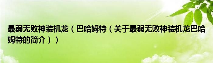 最弱無敗神裝機龍（巴哈姆特（關(guān)于最弱無敗神裝機龍巴哈姆特的簡介））